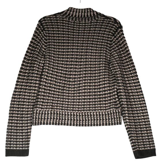 Tribal Cardigan Sweater Womens Medium Black Gray Chunky Knit Boho Wool Blend - Picture 6 of 12